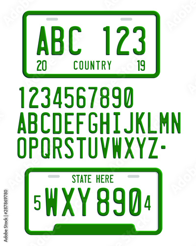 car license plate number 3d font vector
