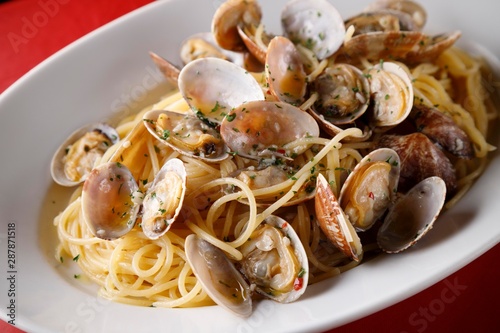 Italian food Vongolebianco Shellfish pasta
