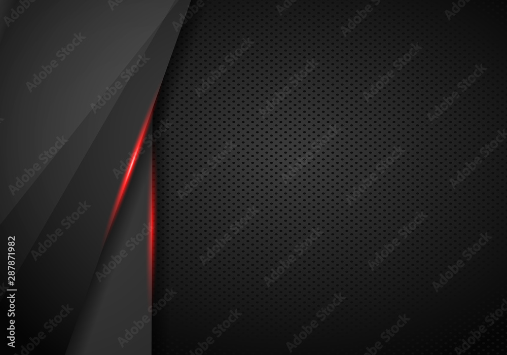 abstract metallic black with red  frame layout modern tech design template background. Vector graphic template design. Technology background with metallic banner.