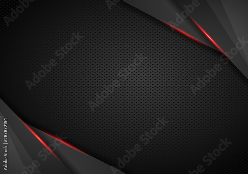 abstract metallic black Red frame sport design concept innovation background.