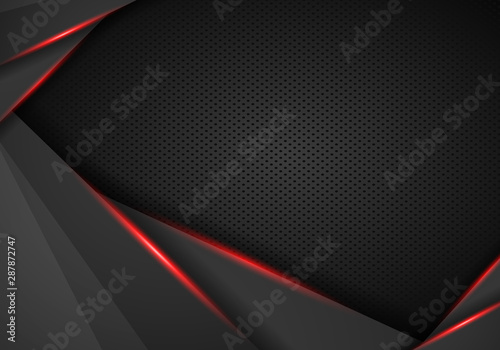 abstract black with red frame template layout design tech concept background - Vector