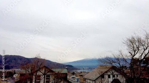 Time lapse footage of Kawaguchigo village with Fuji San in the background photo