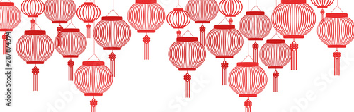 Happy Chinese New Year 2020 Background with Lanterns isolated on white background