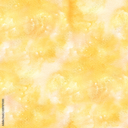 Abstract yellow seamless pattern with watercolor drawing. Background illustration