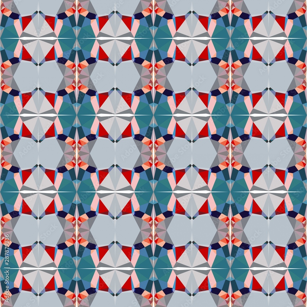 seamless repeating pattern wallpaper with silver, teal blue and strong red colors