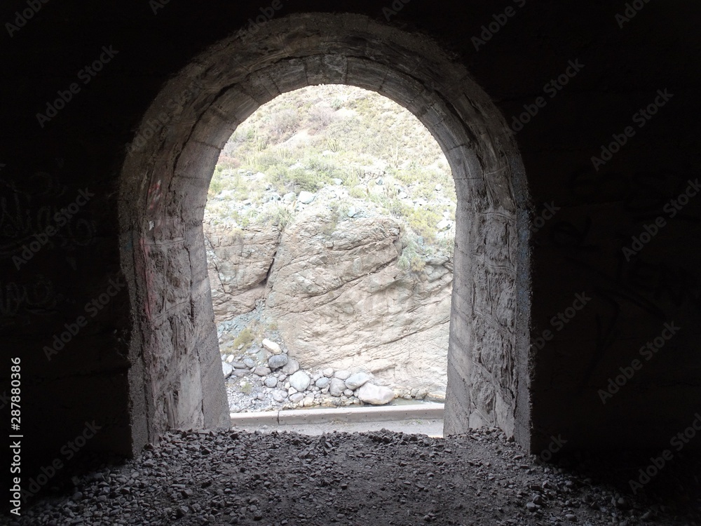Mysterious tinoco tunnel, military railway service of Cajn del Maipo, Chile