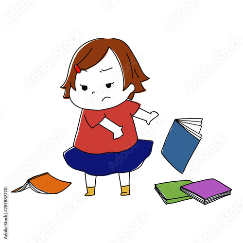 イヤイヤ期　絵本を投げる女の子