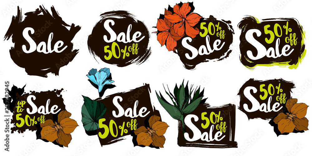 Fototapeta premium Vector sale tag with discount label. Promotion coupon retail collection banner.