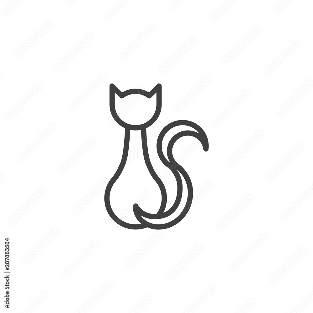 Halloween black cat line icon. linear style sign for mobile concept and web design. Sitting cat outline vector icon. Symbol, logo illustration. Vector graphics Halloween black cat line icon. linear style sign for mobile concept and web design. Sitting cat outline vector icon. Symbol, logo illustration. Vector graphics