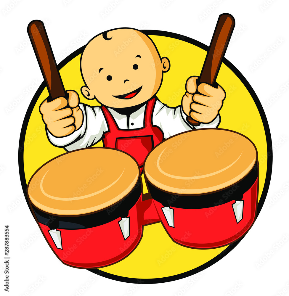Cartoon baby character playing drums design vector eps format Stock Vector  | Adobe Stock
