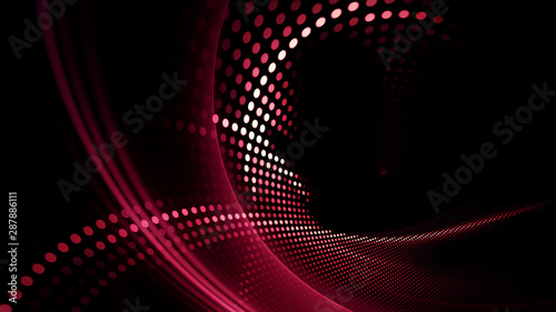 Abstract background element. Fractal graphics series. Three-dimensional composition of dynamic curves and mosaic halftone effects. Wide format high resolution image. 3d illustration.
