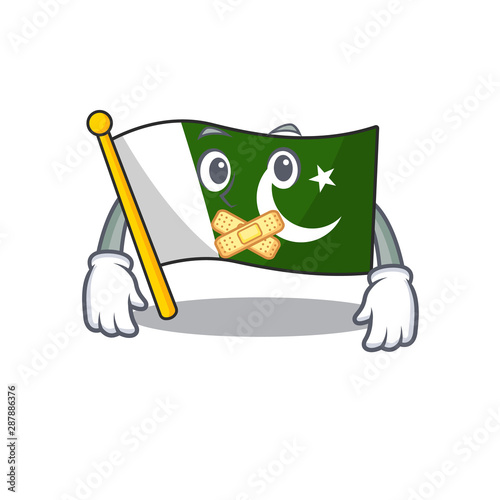 Silent flag pakistan isolated in the cartoon