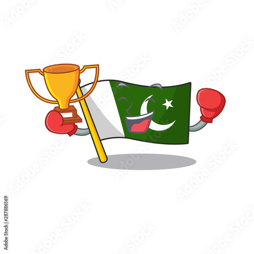 Boxing winner flag pakistan isolated in the cartoon