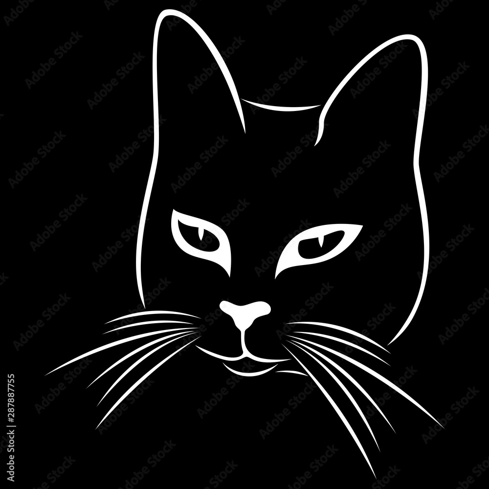 Black stencil of abstract cunning cat