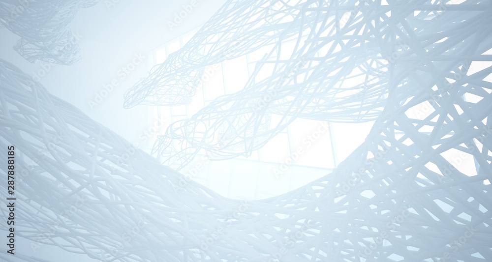 custom made wallpaper toronto digitalWhite smooth architectural interior of chaotic lines. 3D illustration and rendering