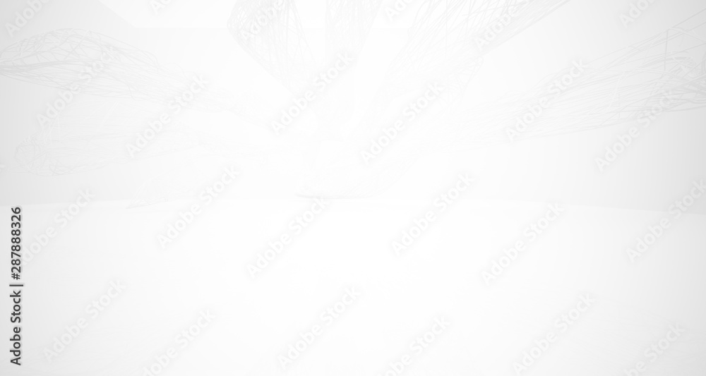 White smooth architectural interior of chaotic lines. 3D illustration and rendering White smooth architectural interior of chaotic lines. 3D illustration and rendering