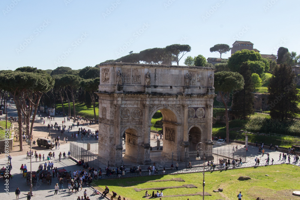 Arch of Constantine next to Coliseum, Rome, Lazio, Italy.