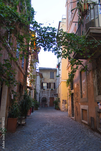 Typical street in trastevere district  Rome  Lazio  Italy.