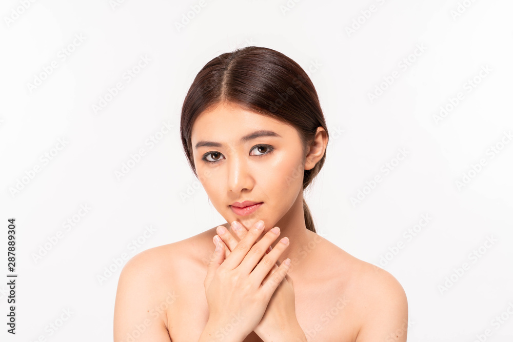 Beauty Girl Portrait Front View of Woman isolated on a White Background Beauty Girl Portrait Front View of Woman isolated on a White Background