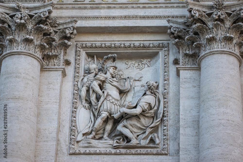 Marble sculpture from Trevi Fountain or Fontana di Trevi, Rome, Italy