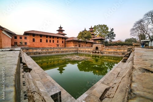 Ancient pond at Patan Durbar Square premises in Kathmandu, Nepal. A UNESCO World Heritage Site.