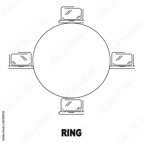 ring network topology vector black linear flat style icon