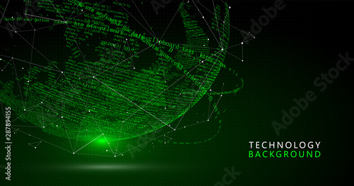 The Earth is made up of digital codes., a sense of science and technology abstract graphics.