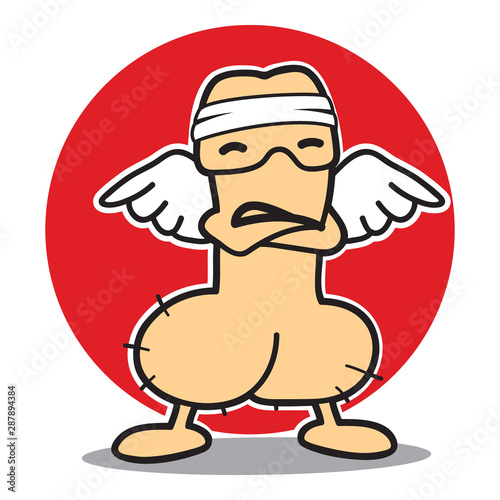 Mighty phallus Angel logo vector mascot illustrations