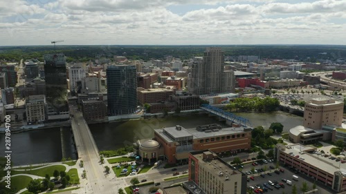 Aerial footage of Downtown Grand Rapids, Michigan photo