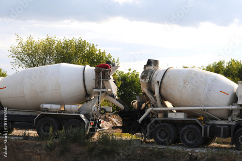 Concrete pouring during commercial concreting floors of buildings in construction