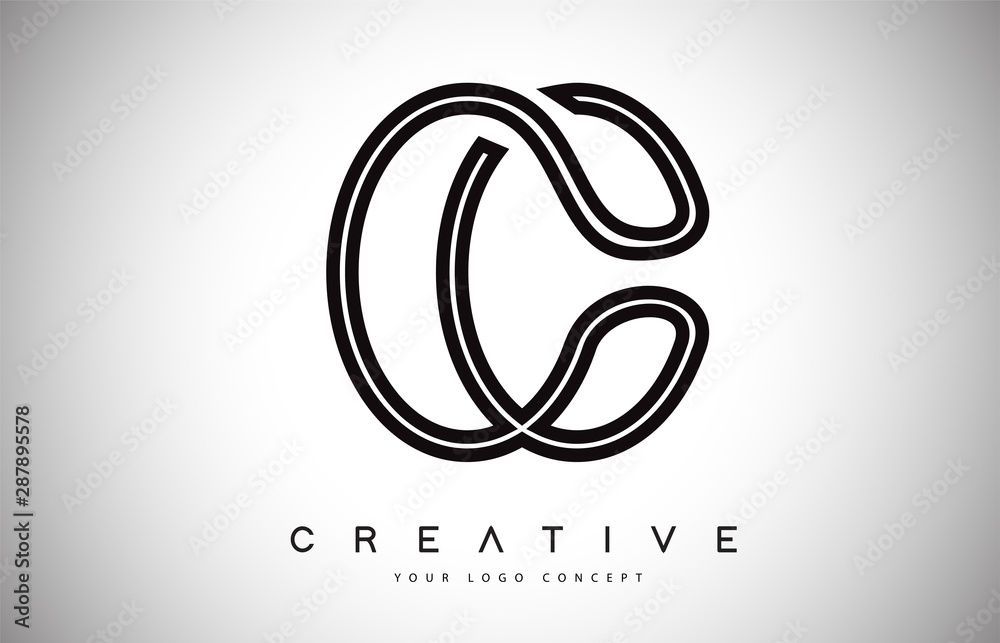 C Letter Logo Monogram Vector Design. Creative C Letter Icon with Black Lines C Letter Logo Monogram Vector Design. Creative C Letter Icon with Black Lines