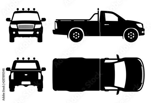 Pickup Truck black icons vector illustration