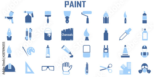 paint craft handmade flat icons. mono vector symbol