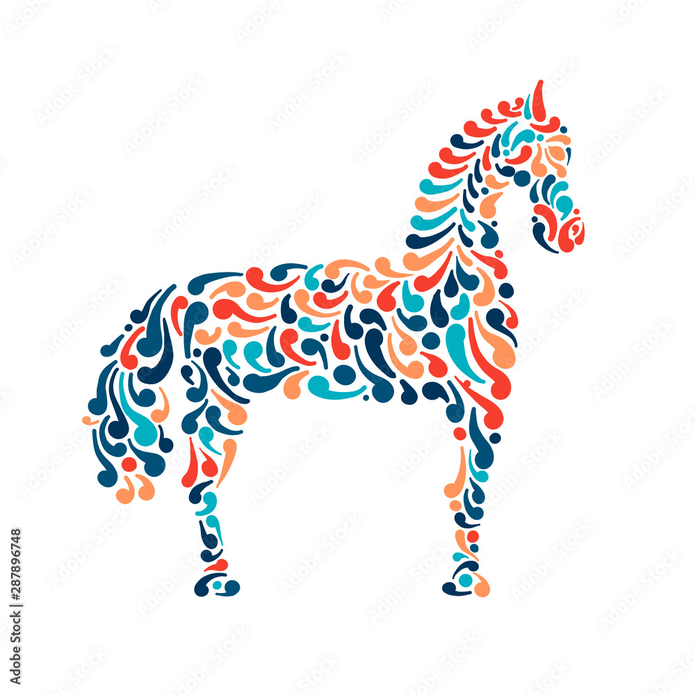 Obraz premium Abstract folk horse ornate for your design