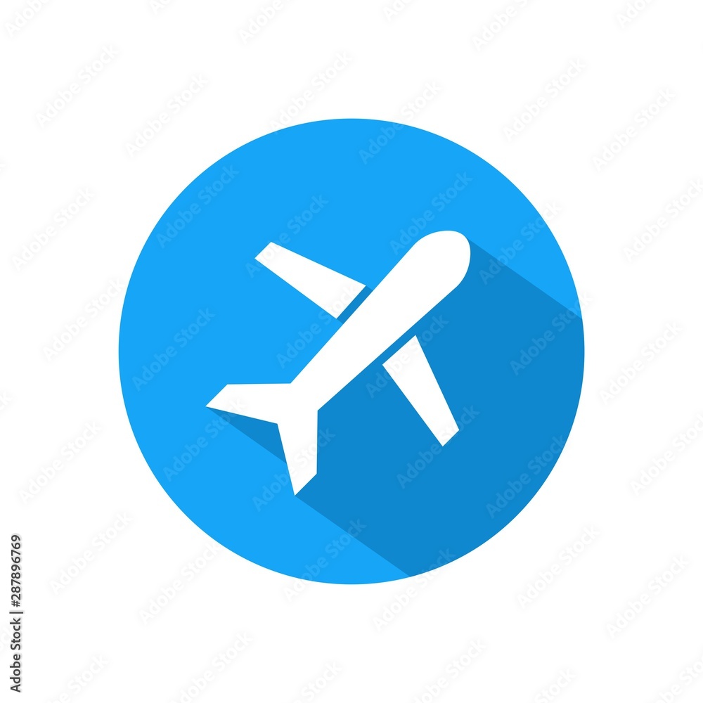 Plane icon vector, Airplane icon isolated on blue circle Plane icon vector, Airplane icon isolated on blue circle