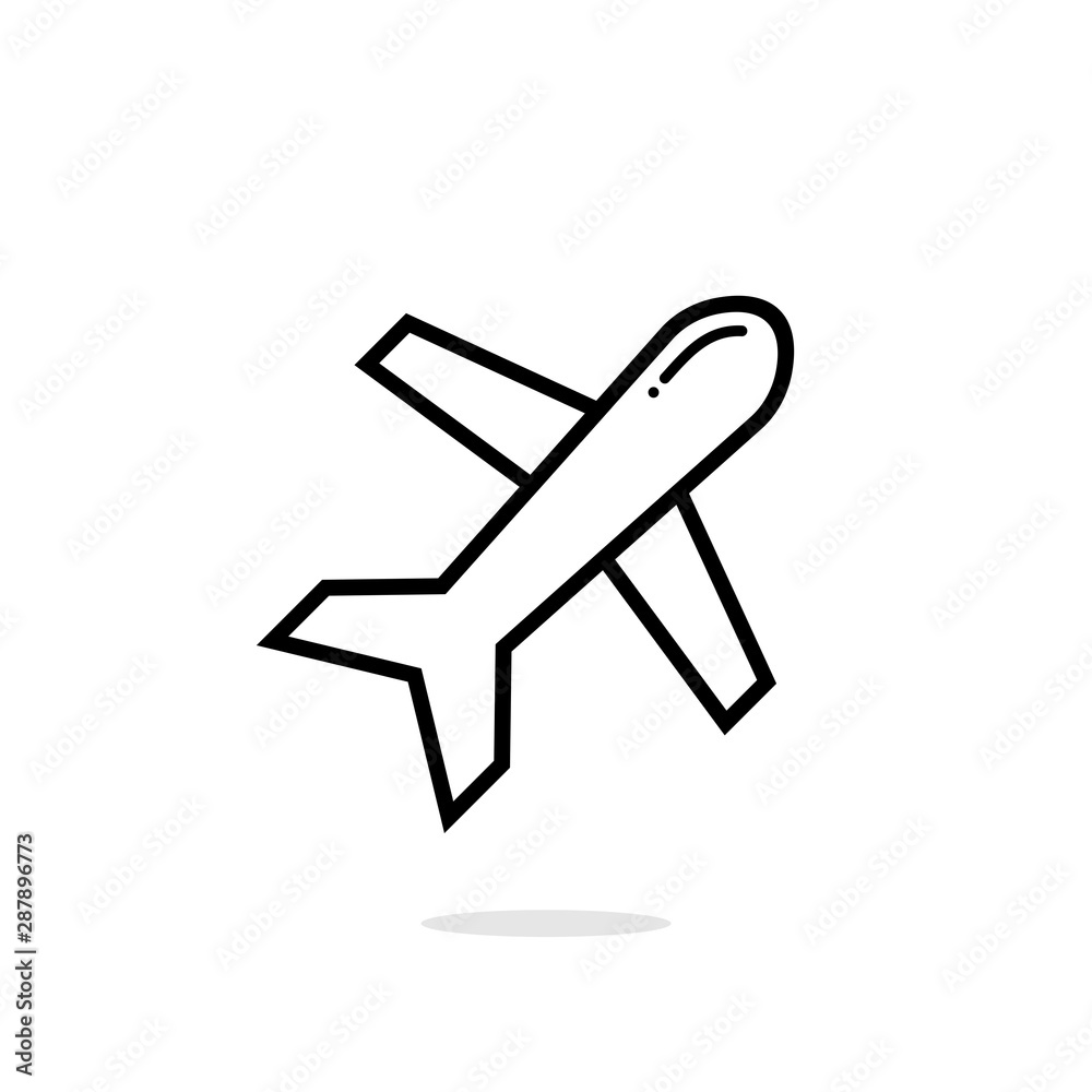 Plane icon vector, Airplane with line art style symbol
