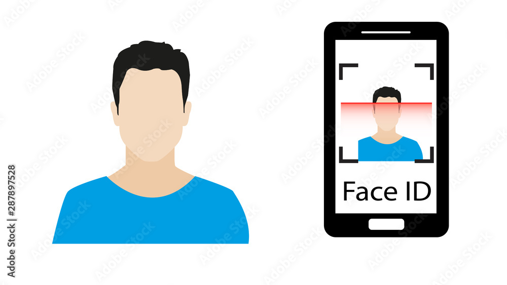 Fototapeta premium Touch id and face id on mobile devic