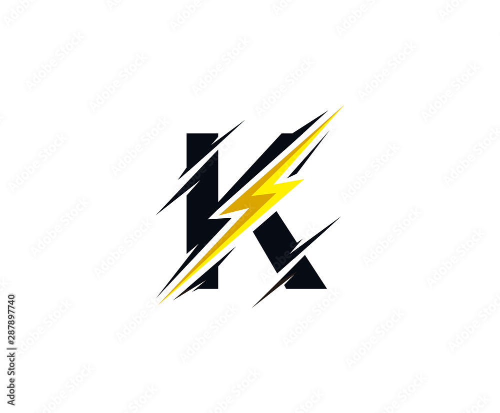 Thunder K Letter icon, flash K electrical logo icon Thunder K Letter icon, flash K electrical logo icon