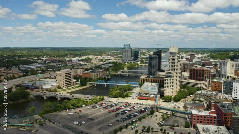 Picturesque Summer Day in Grand Rapids, Michigan - Aerial Picturesque Summer Day in Grand Rapids, Michigan - Aerial