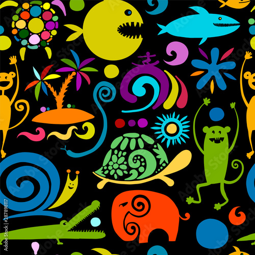 Funny animals, seamless pattern for your design