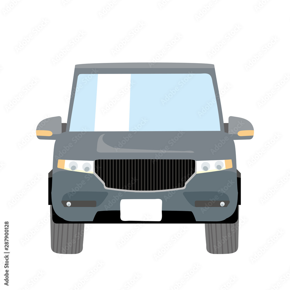 デフォルメされた可愛い車のイラスト グレー コミカル クロスオーバーsuv 四輪駆動車 正面 Stock ベクター Adobe Stock