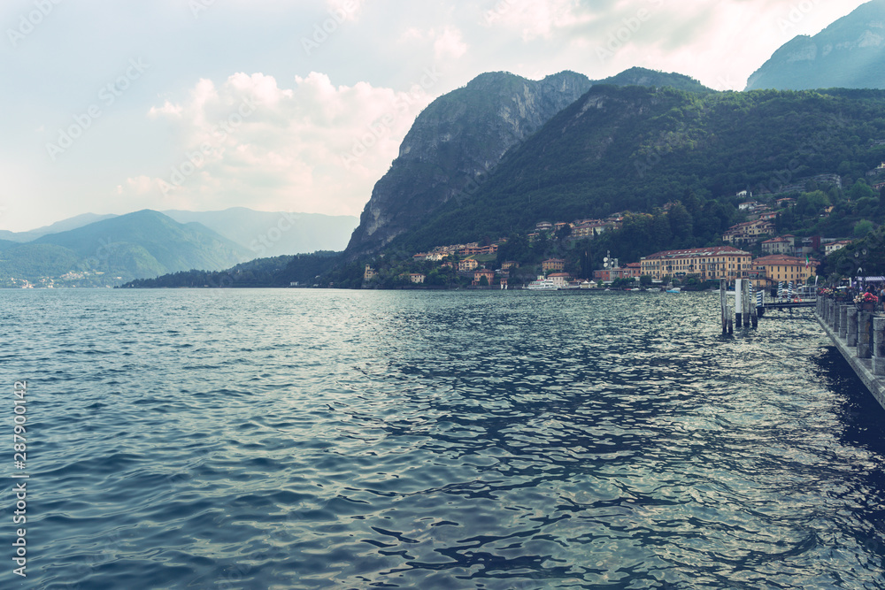 City view on the shores of Lake Como Italy