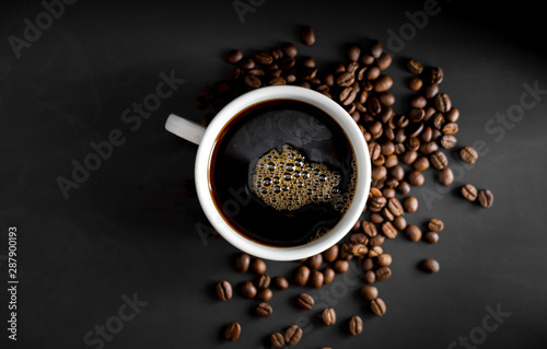 Coffee, black coffee, drip coffee, making coffee in low-light black photo