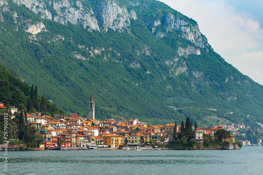 Beautiful panoramic view of Varenna town, Lake Como, Italy