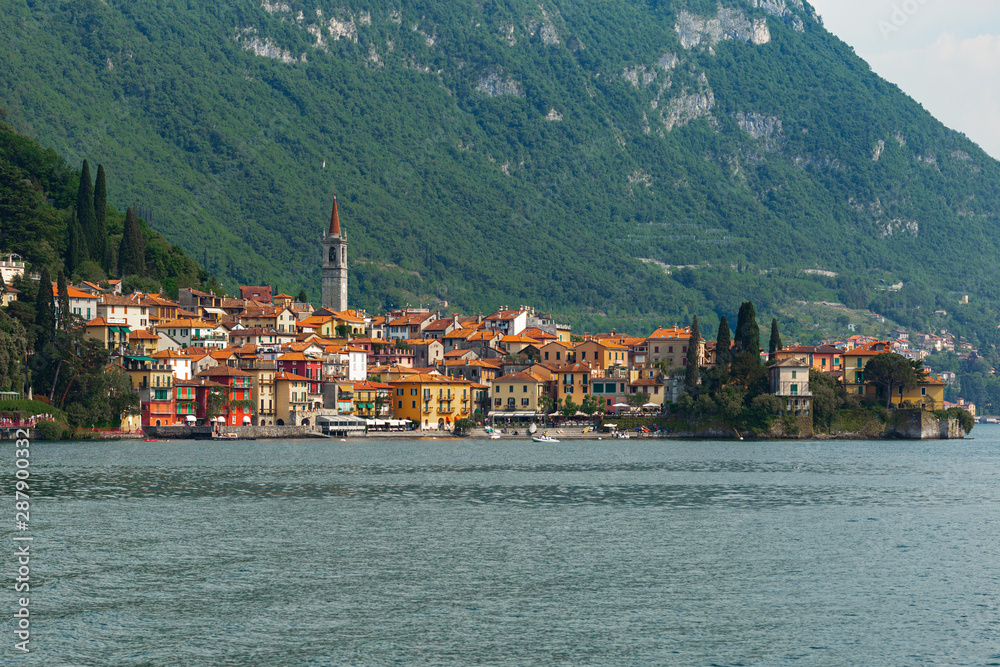 Beautiful panoramic view of Varenna town, Lake Como, Italy