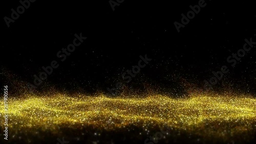 The golden dust spread out like a wave of water A pile of golden sand near the bottom of the picture frame