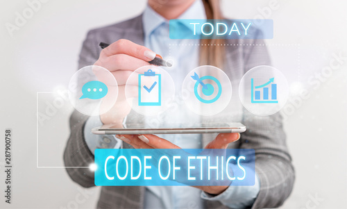 Bild auf Leinwand Handwriting text Code Of Ethics
