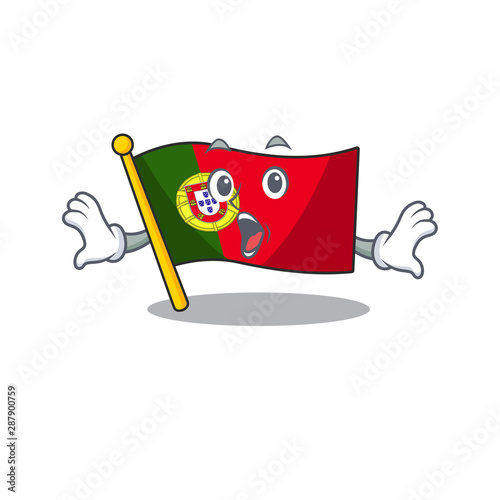 Surprised flag portugal with the mascot shape