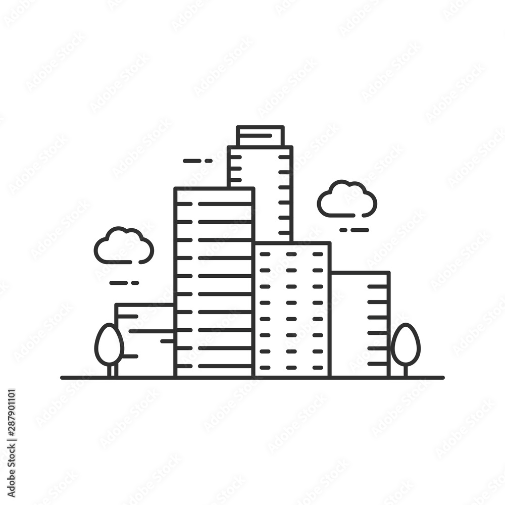 City icon line  design, city vector illustration, building icon with simple line design