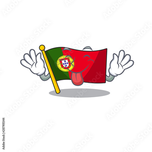 Tongue out flag portugal isolated in the character